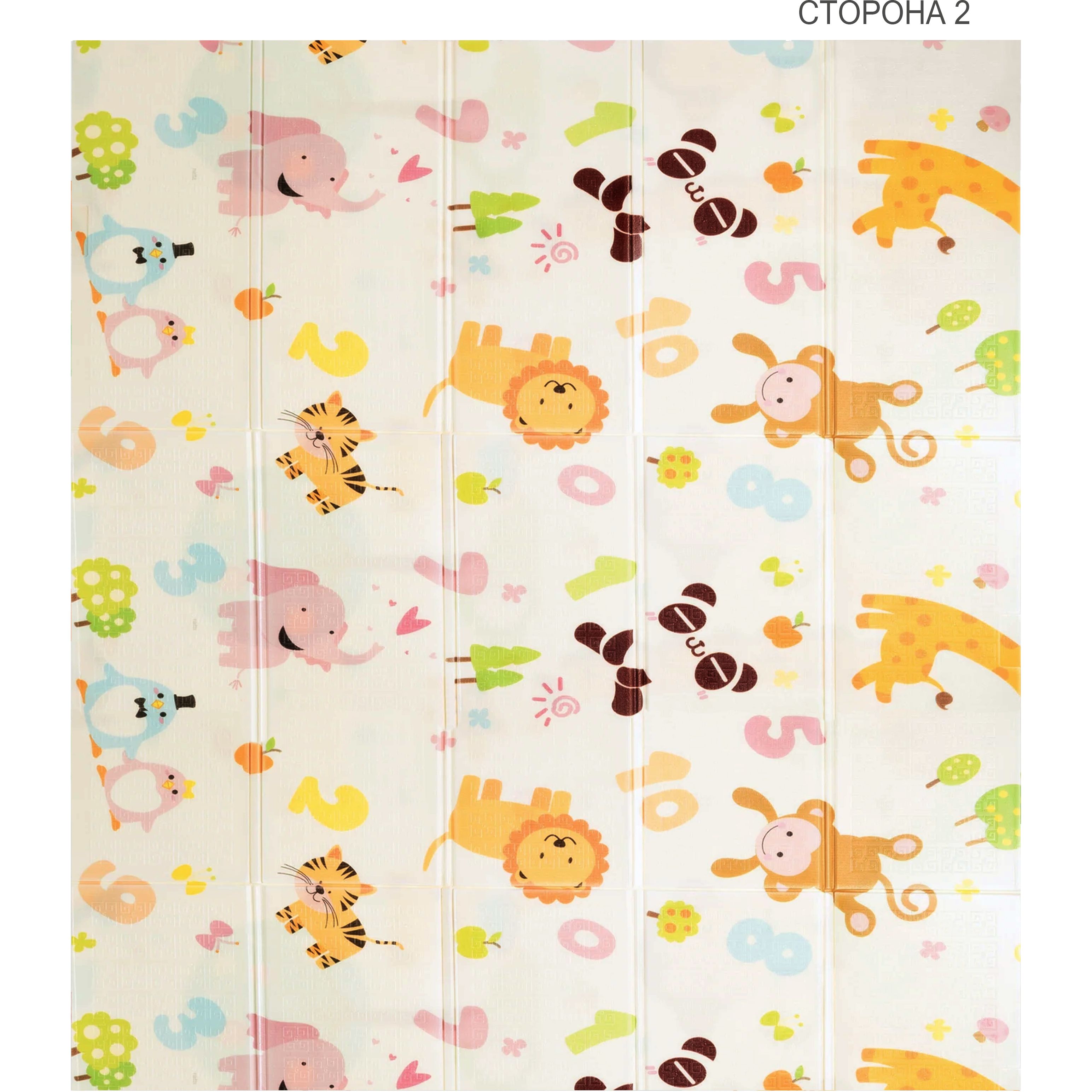 Дитячий килимок Poppet Малятко-жираф та Цифри-тварини двосторонній складний 200х180x1 см (PP021-200) - фото 3