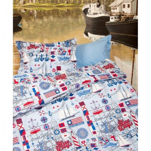 Комплект постельного белья для подростков Lotus Premium B&G Sailor, ранфорс, голубой (2000022066921) - фото 1