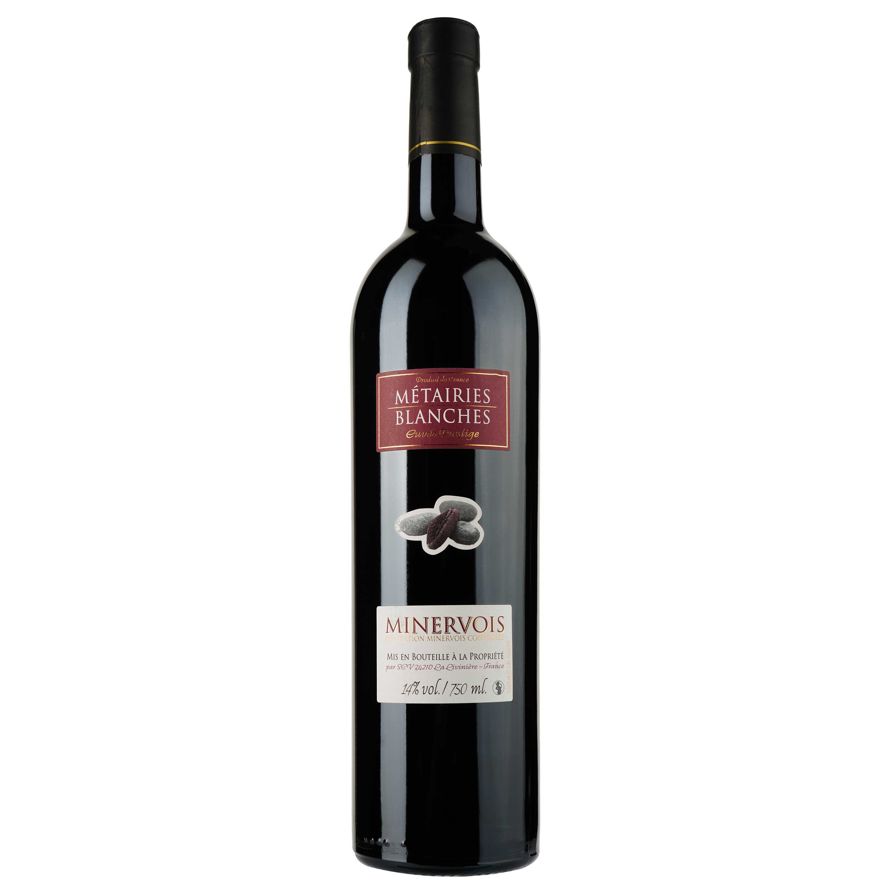 Вино Les Metairies Blanches 2020 AOP Minervois, красное, сухое, 0,75 л - фото 1