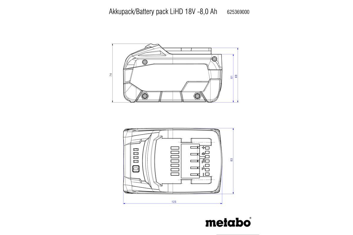 Аккумулятор Metabo LiHD 18В 8А/час (625369000) - фото 3