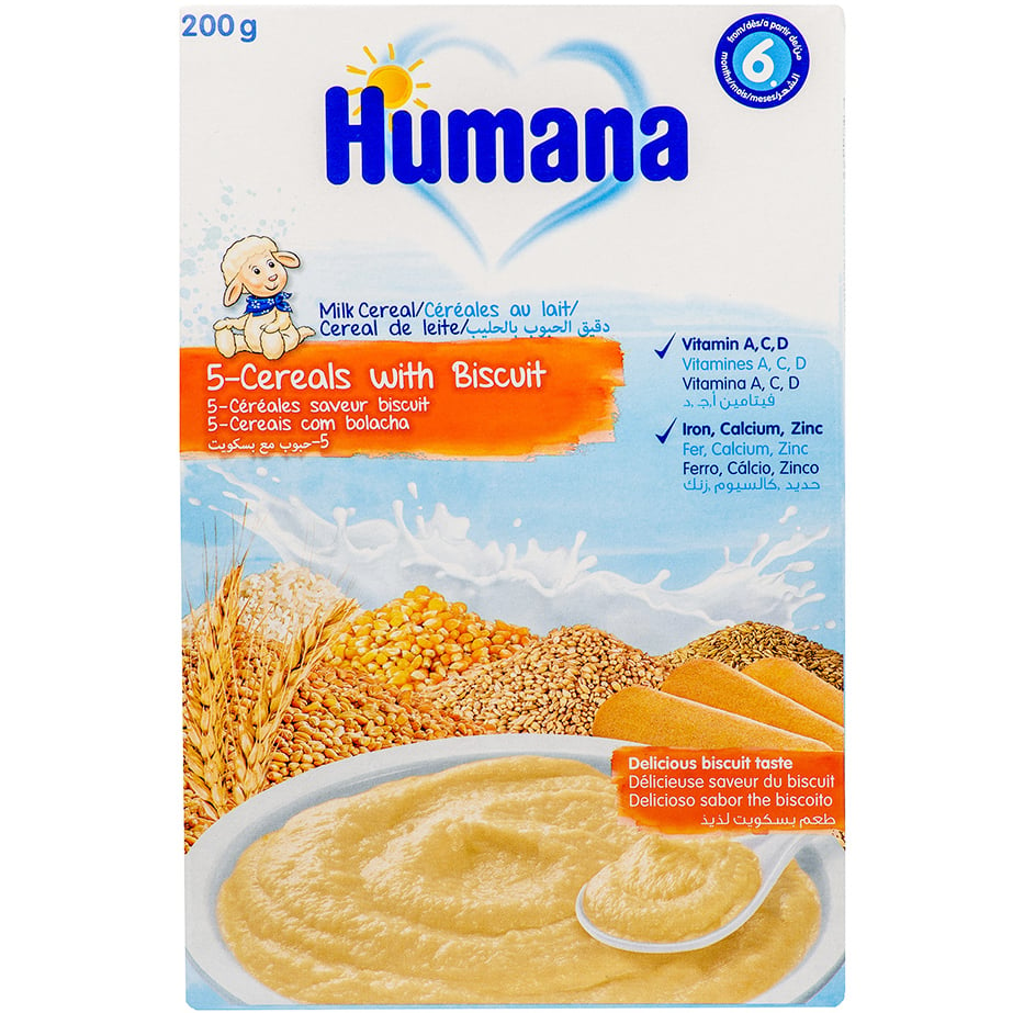 Молочная каша Humana 5 злаков с печеньем 200 г - фото 1