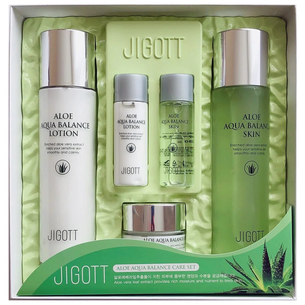 Набір зволожуючий для обличчя Jigott Aloe Aqua Balance Skin Care 3 Set, з алое вера - фото 1