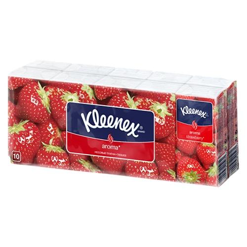 Носовые платочки Kleenex Клубника, 10 упаковок по 10 шт. - фото 1