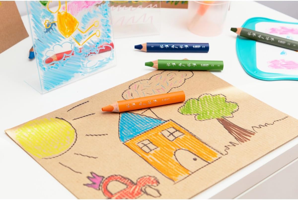 Карандаши цветные BIC Kids Multisurface 6 шт. + точилка (515220) - фото 5