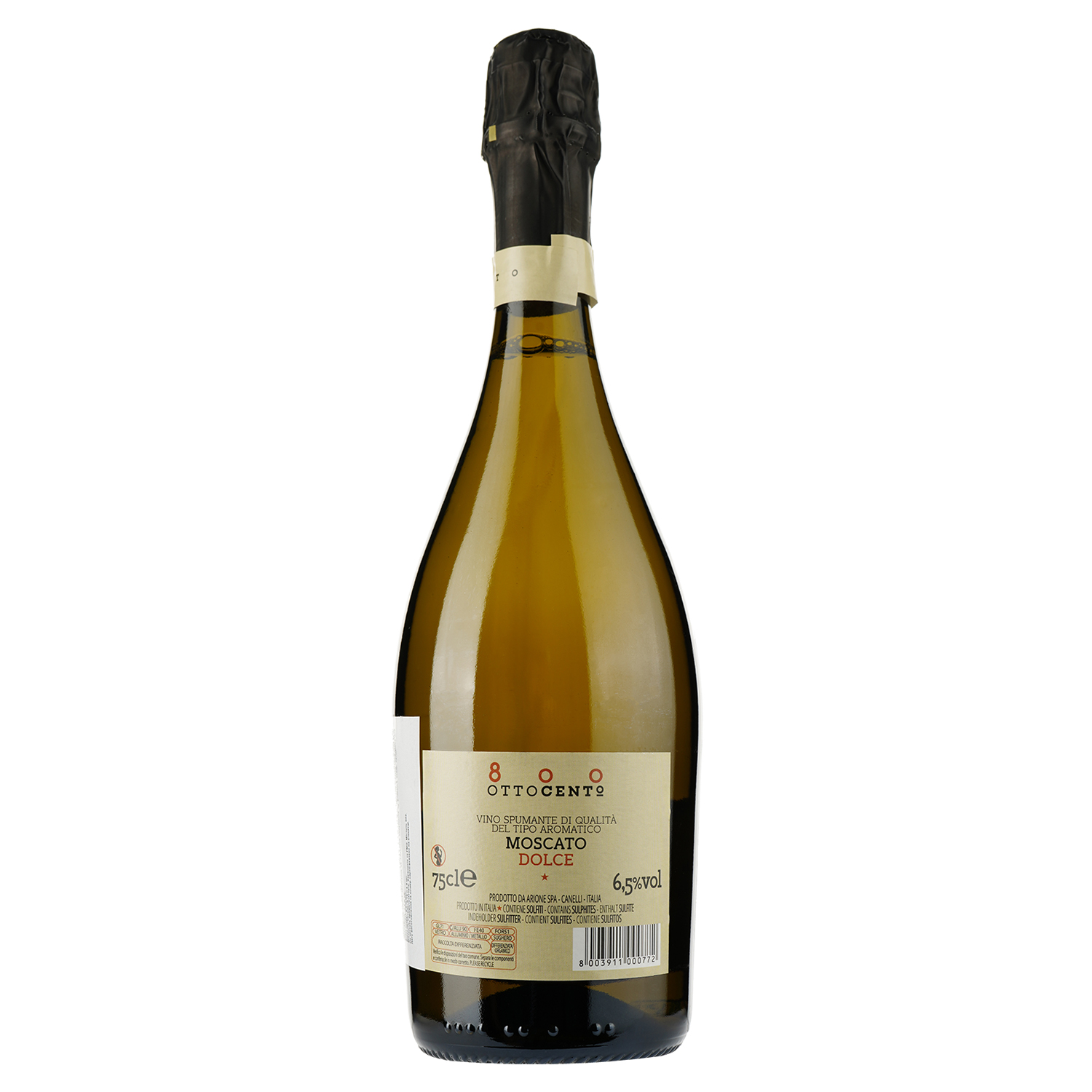 Вино ігристе Ottocento 800 Moscato Dolce, біле, солодке, 0,75 л - фото 2
