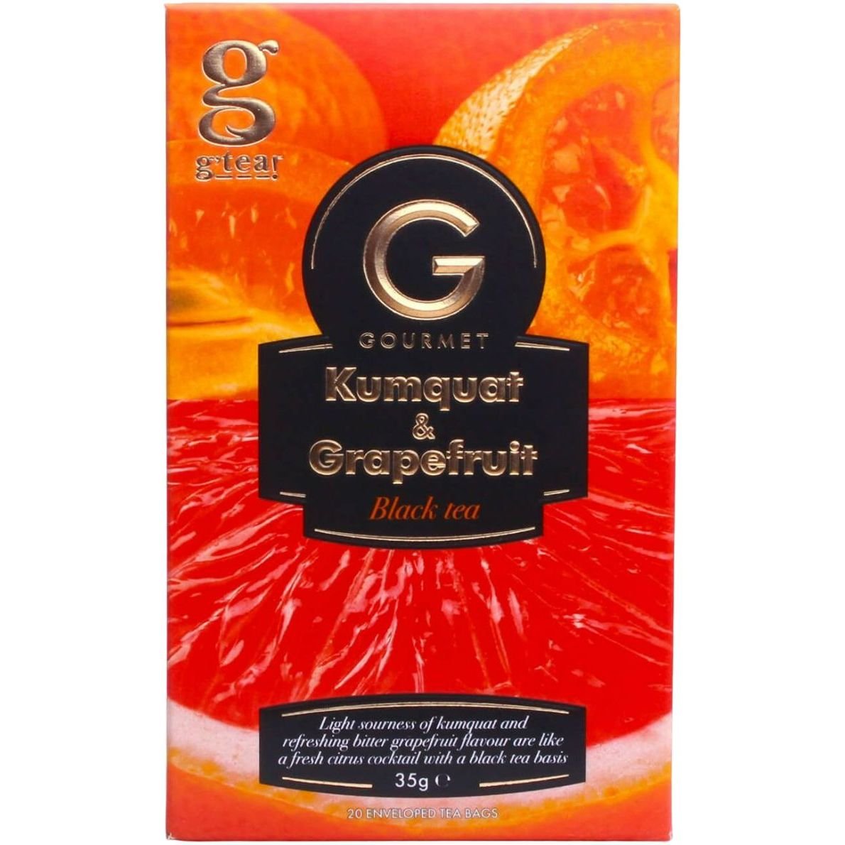 Чай чорний G`tea! Gourmet кумкват-грейпфрут, 35 г (20 шт. по 1,75 г) (772048) - фото 1