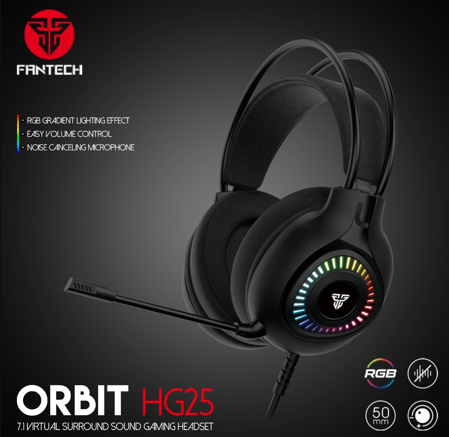 Ігрові навушники Fantech Orbit HG-25 7.1 RGB Black з мікрофоном - фото 2