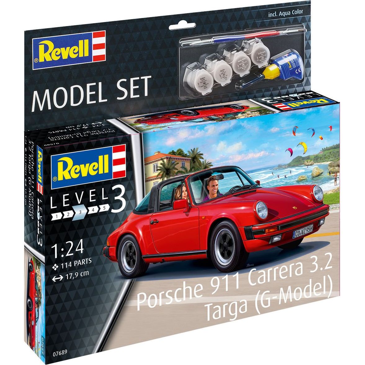 Сборная модель Revell Автомобиль Porsche 911 Carrera 3.2 Targa уровень 3, масштаб 1:24, 114 деталей (RVL-67689) - фото 2