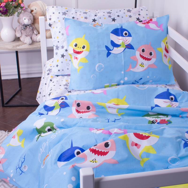 Пододеяльник на молнии MirSon Kids Time 17-0522 Sharks are fun, бязь, 210х143 см, разноцветный - фото 2