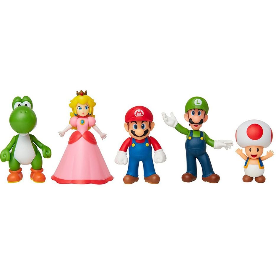 Набір ексклюзивних ігрових фігурок Super Mario Маріо та друзі 5 шт., 6 см (400904) - фото 1