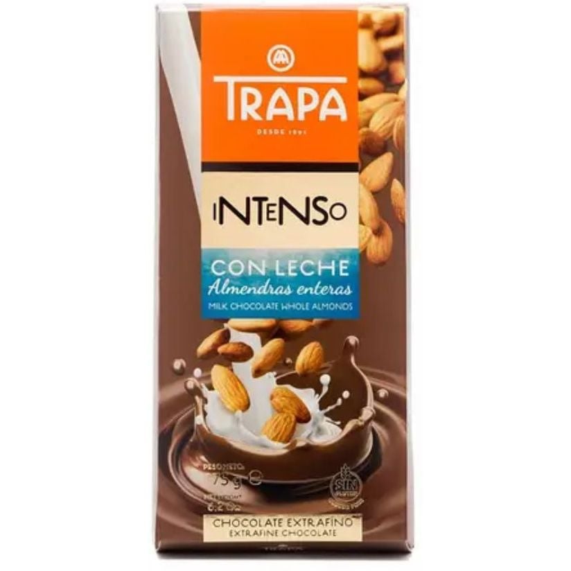 Шоколад молочний Trapa Intenso, з цільним мигдалем, 175 г - фото 1