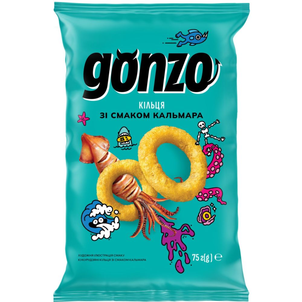 Кукурузные кольца Gonzo со вкусом кальмара 75 г купить в Киеве