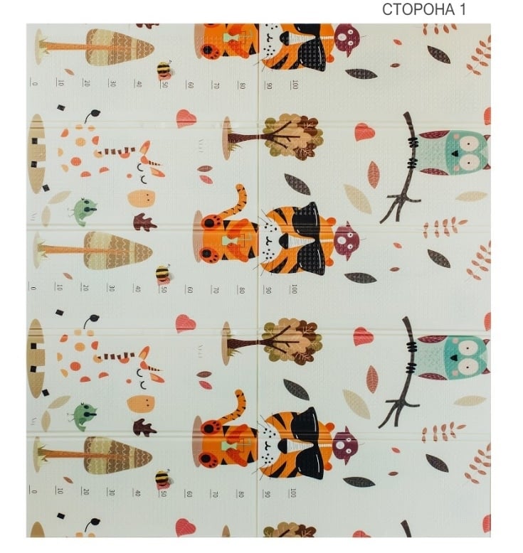 Дитячий двосторонній складаний килимок Poppet Тигреня в лісі і Молочна ферма, 200х180 см (PP001-200) - фото 3