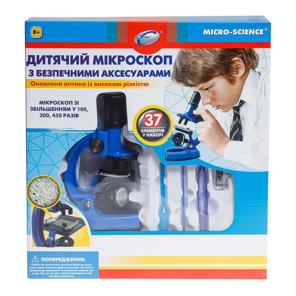 Мікроскоп дитячий Eastcolight збільшення до 450 разів, з аксесуарами, синій (ES21371) - фото 4