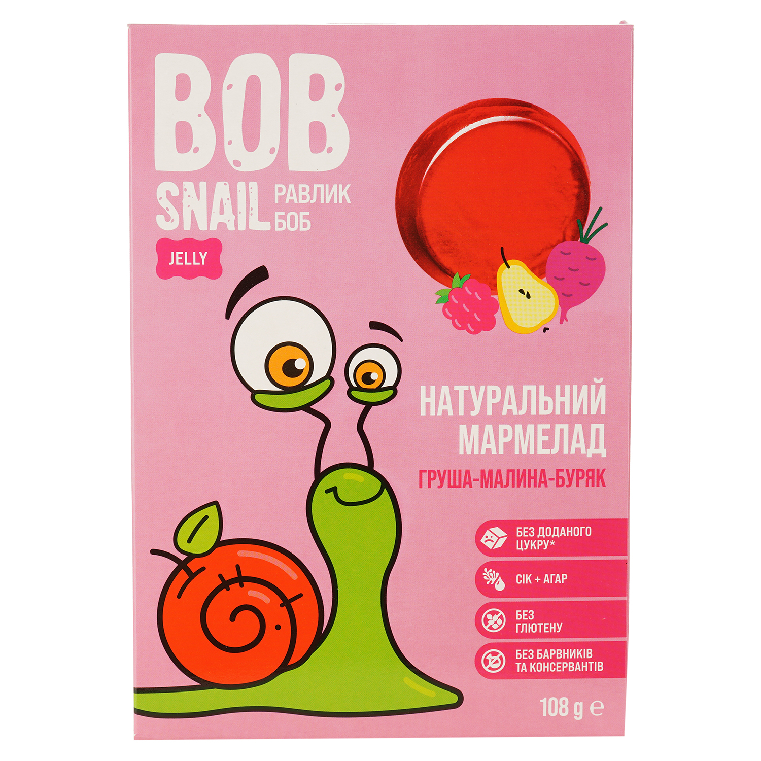 Фруктово-ягідно-овочевий мармелад Bob Snail Груша-Малина-Буряк 108 г - фото 1