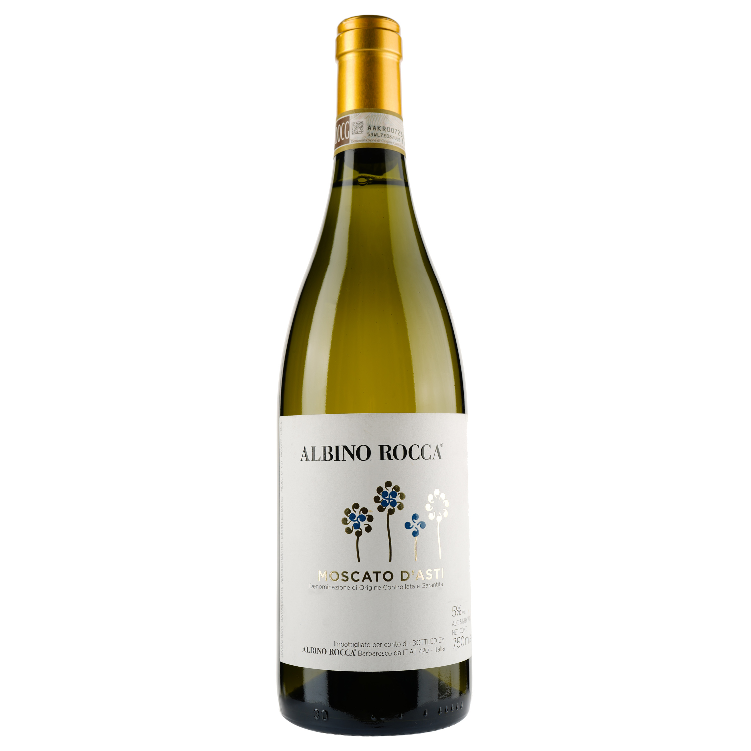 Вино ігристе Albino Rocca Moscato d'Asti DOCG, 5%, 0,75 л (528125)