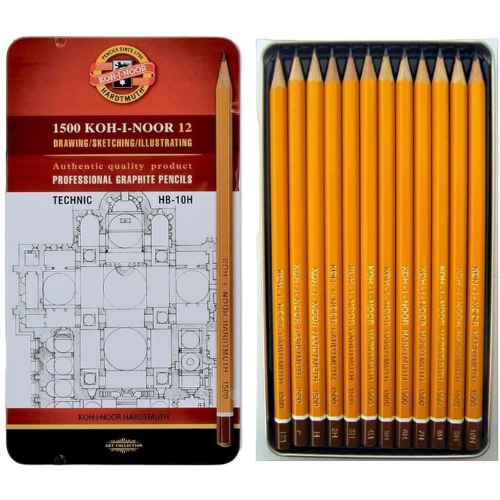 Набір олівців графітних Koh-i-Noor 1500 Technic HB-10H 12 шт. (1502.I) - фото 3