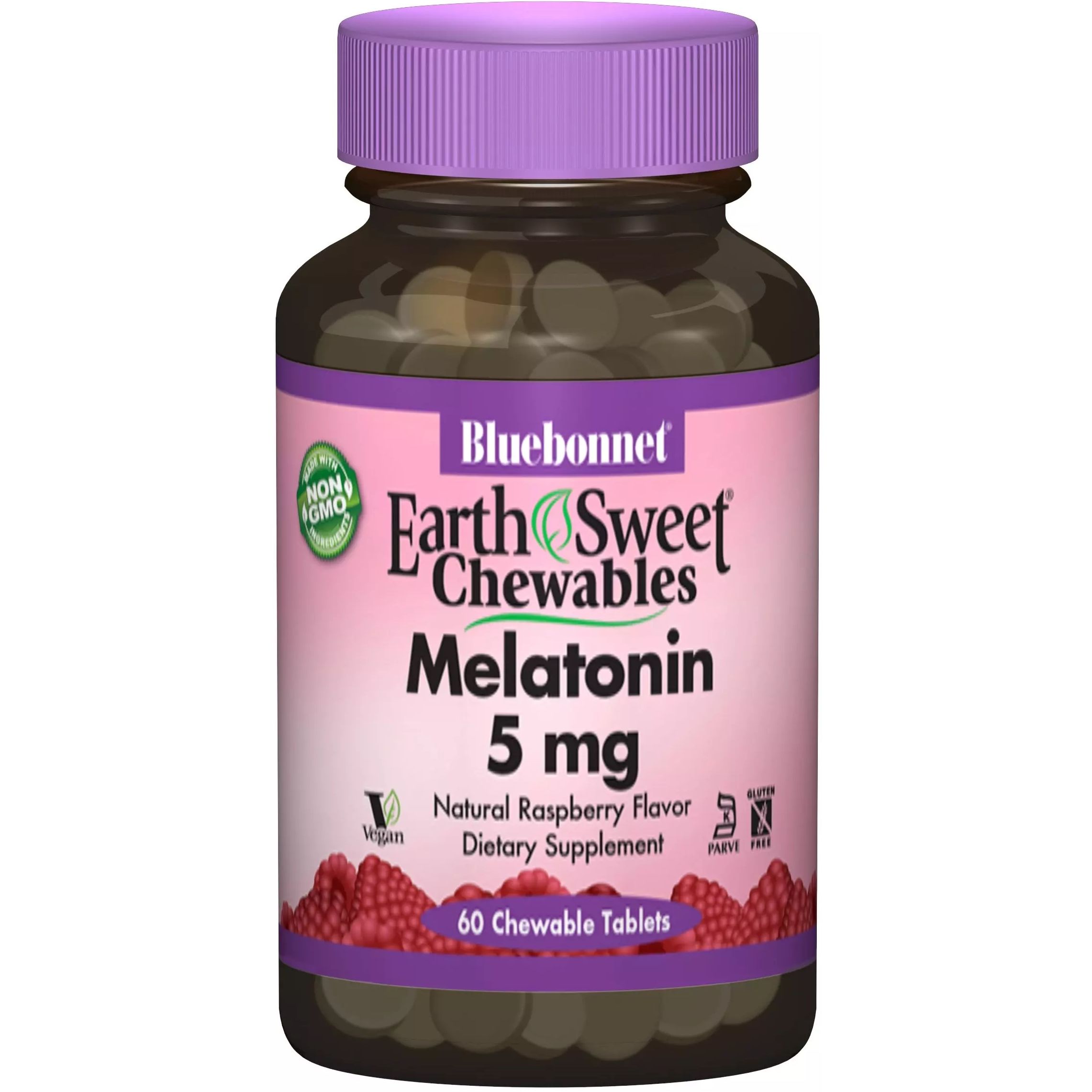 Мелатонін Bluebonnet Nutrition Earth Sweet Chewables зі смаком малини 5 мг 60 таблеток - фото 1