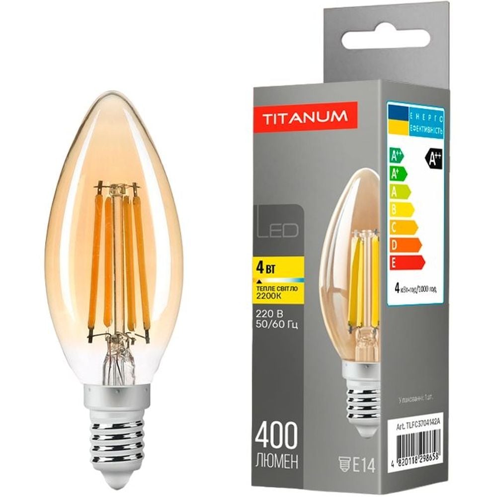 LED лампа Titanum Filament C37 4W E14 2200K бронза (TLFC3704142A) - фото 1