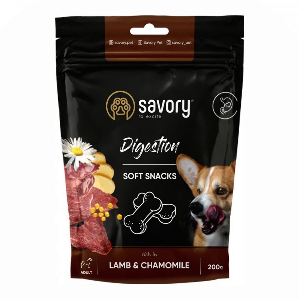 Мягкие лакомства для собак Savory для улучшения пищеварения, ягненок и ромашка, 200 г (31348) - фото 1