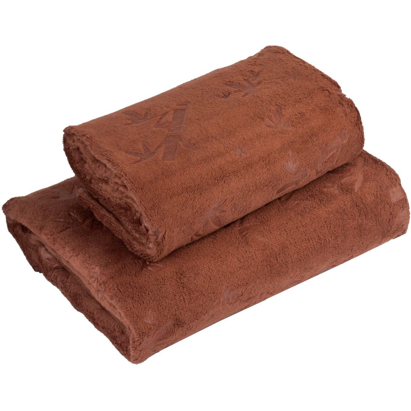 Набор полотенец Koloco Бамбук, микрофибра, 140х70 см, 90х50 см, коричневый (60067) - фото 1