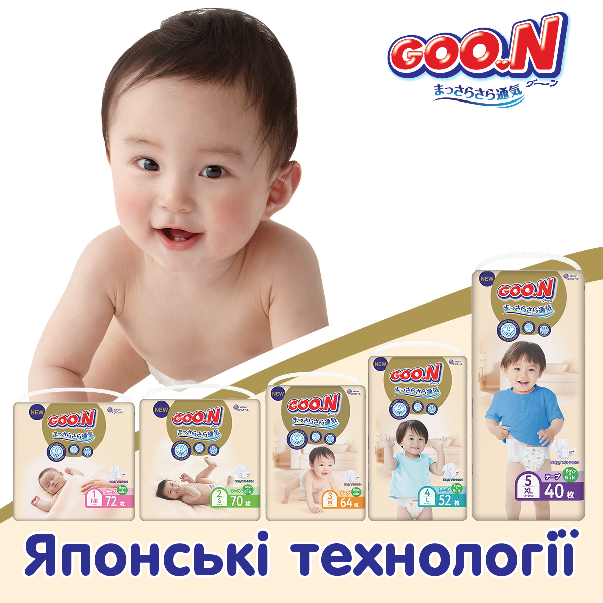 Підгузки на липучках для новонароджених Goo.N Premium Soft 1 (до 5 кг), 72 шт. - фото 11