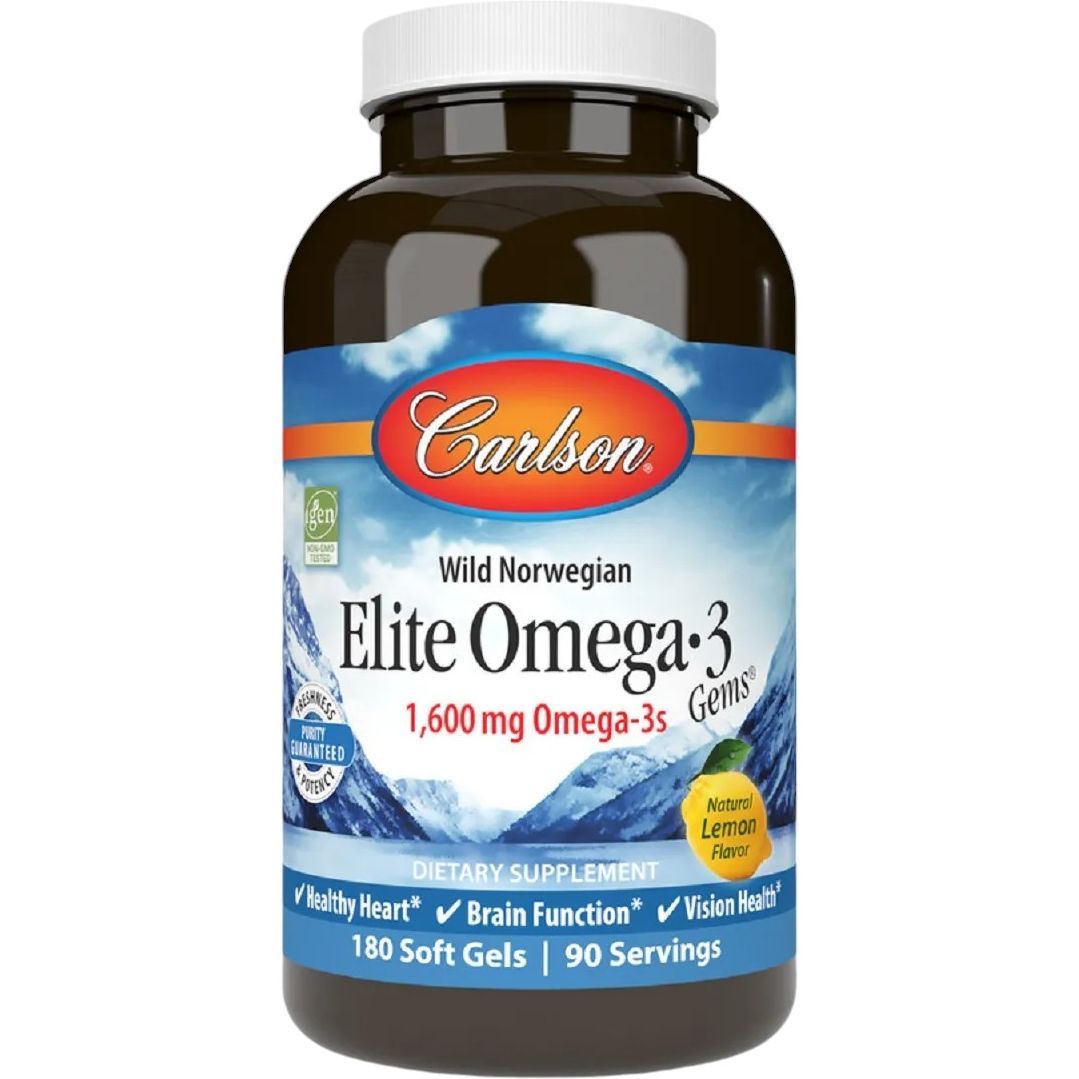 Омега-3 Carlson Elite Omega-3 Gems вкус лимона 180 желатиновых капсул - фото 1