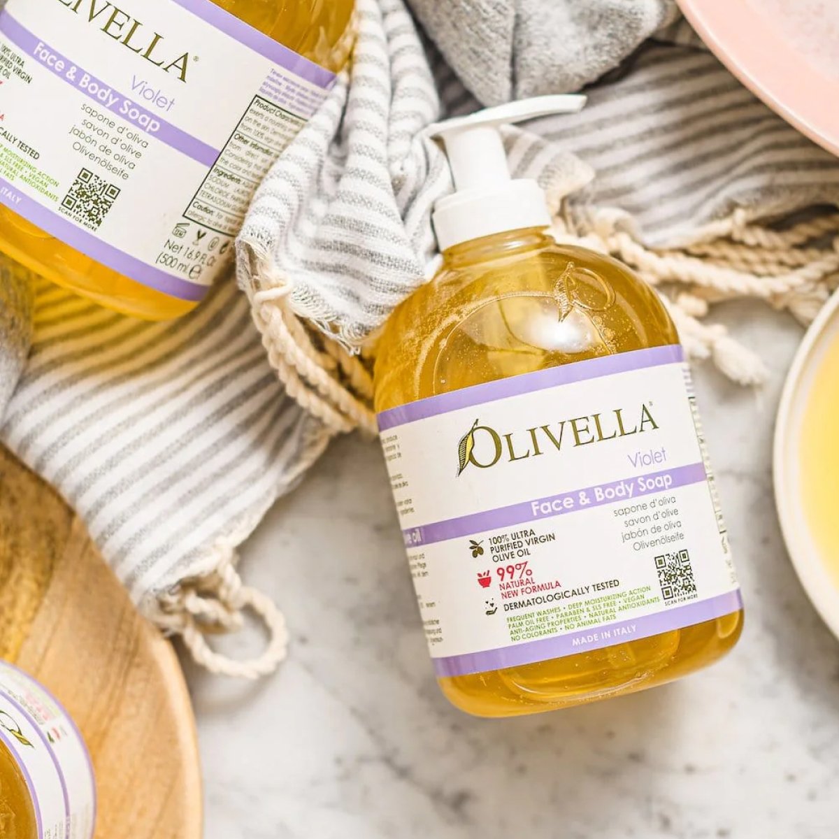 Рідке мило для обличчя та тіла Olivella Фіалка на основі оливкової олії, 500 мл - фото 4