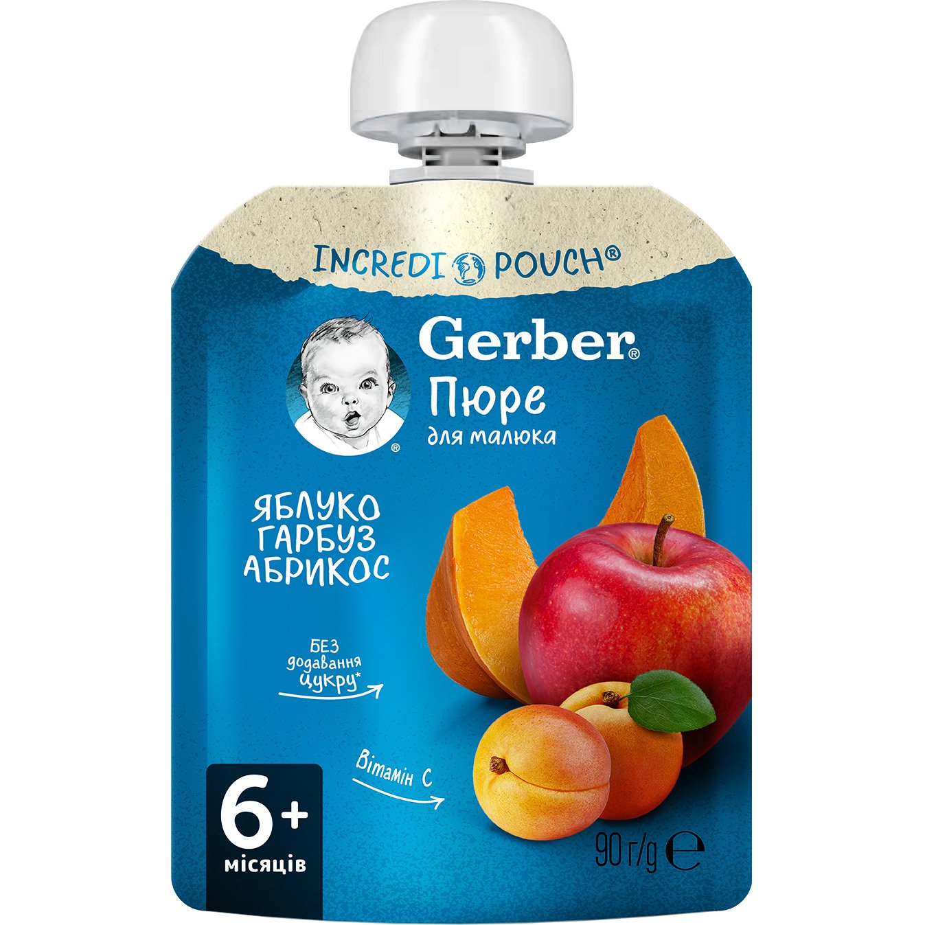 Пюре Gerber Pouch Яблуко з гарбузом і абрикосом, 90 г - фото 1
