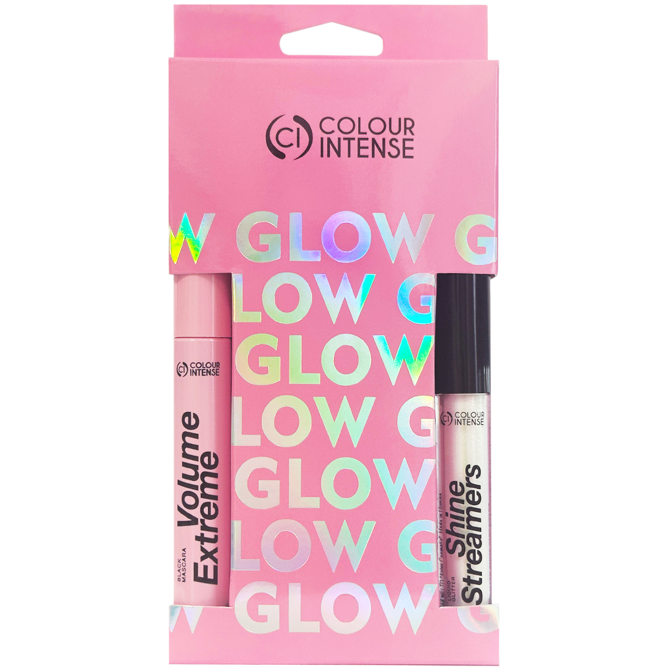 Набор для макияжа Colour Intense Glow: Тушь для ресниц Volume Extreme Black 10 мл + Глиттер жидкий для лица Shine Streamers 4 г - фото 1