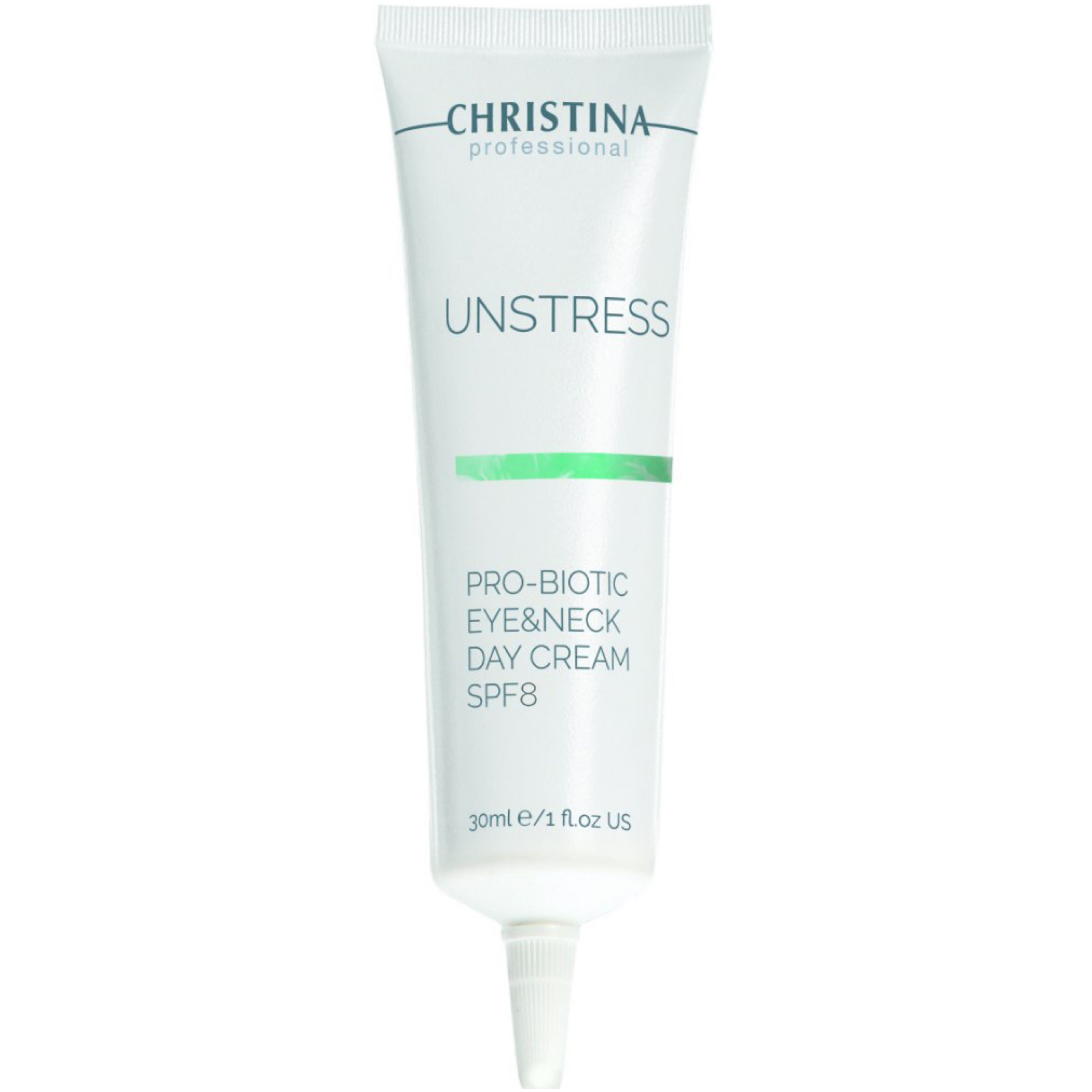 Дневной крем для кожи вокруг глаз и шеи Christina Unstress Probiotic Day Cream Eye & Neck SPF 8 30 мл - фото 1