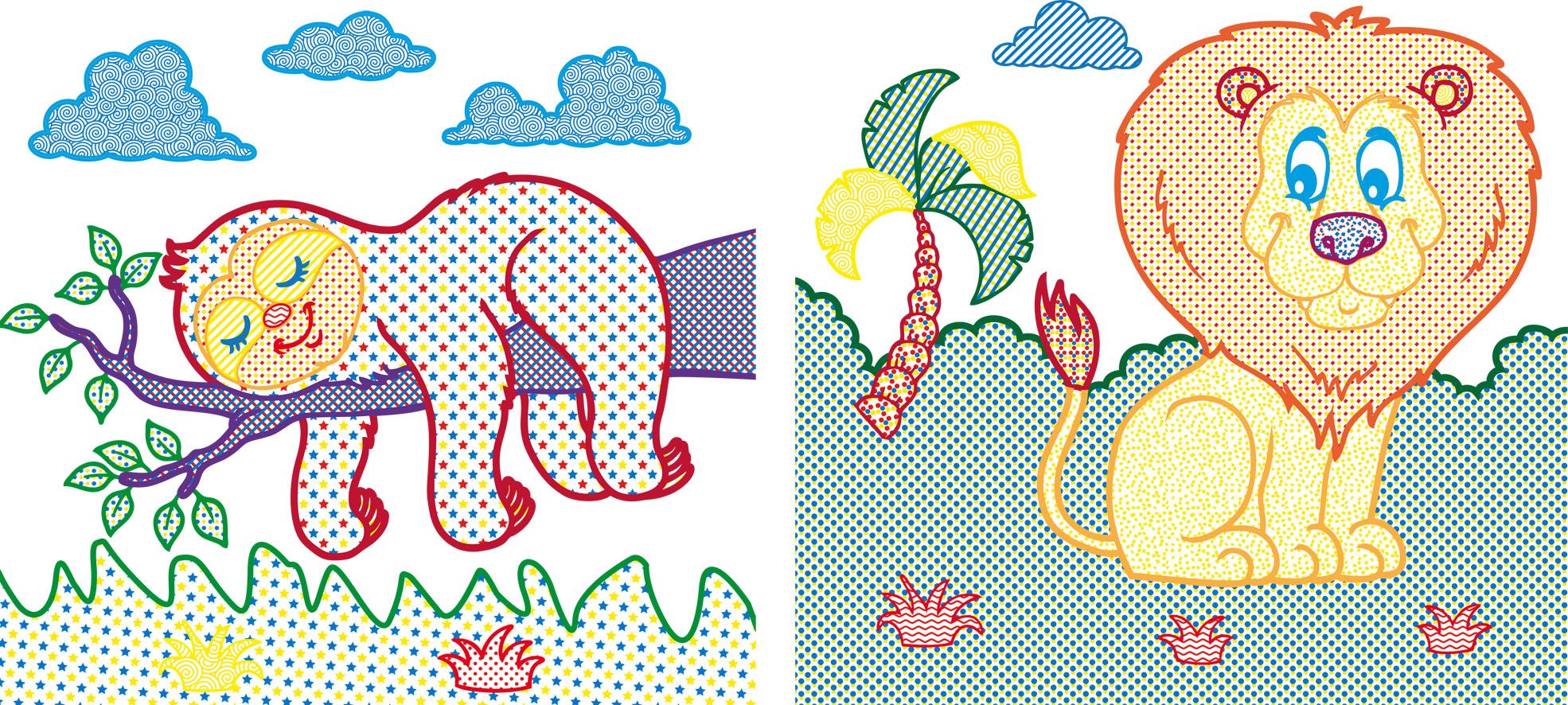 Водяна розмальовка Кристал Бук Дикі тварини, з кольоровим контуром, 12 сторінок (F00023307) - фото 3