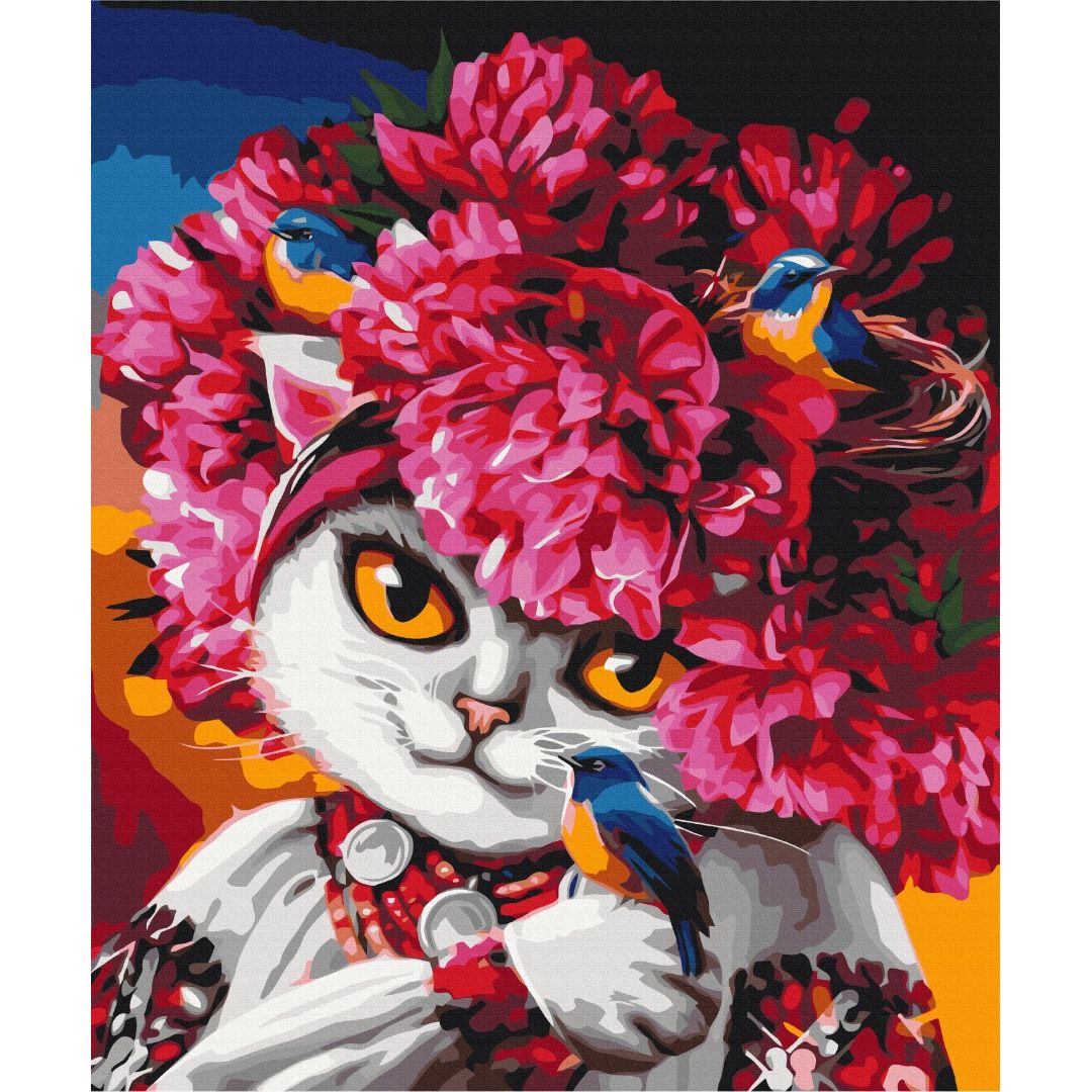 Картина по номерам Цветущая кошка Марианна Пащук Brushme 50х60 см разноцветная 000277772 - фото 1