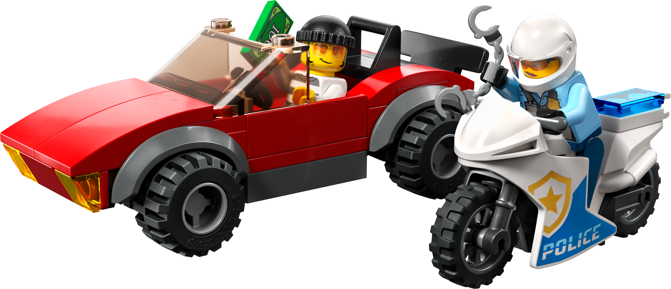 Конструктор LEGO City Преследование автомобиля на полицейском мотоцикле, 59 деталей (60392) - фото 2