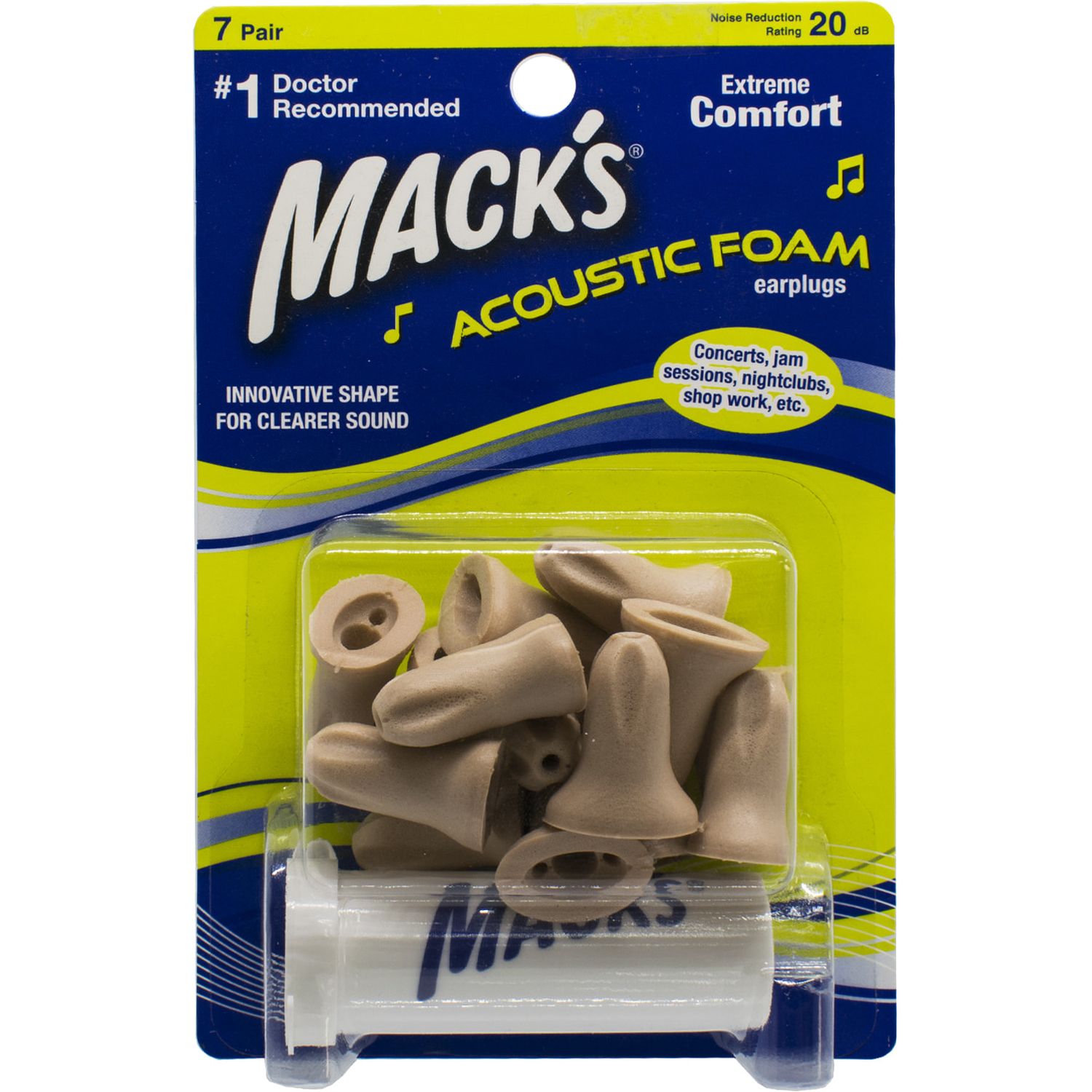 Беруши Mack's Acoustic Foam с контейнером бежевые 7 пар - фото 1