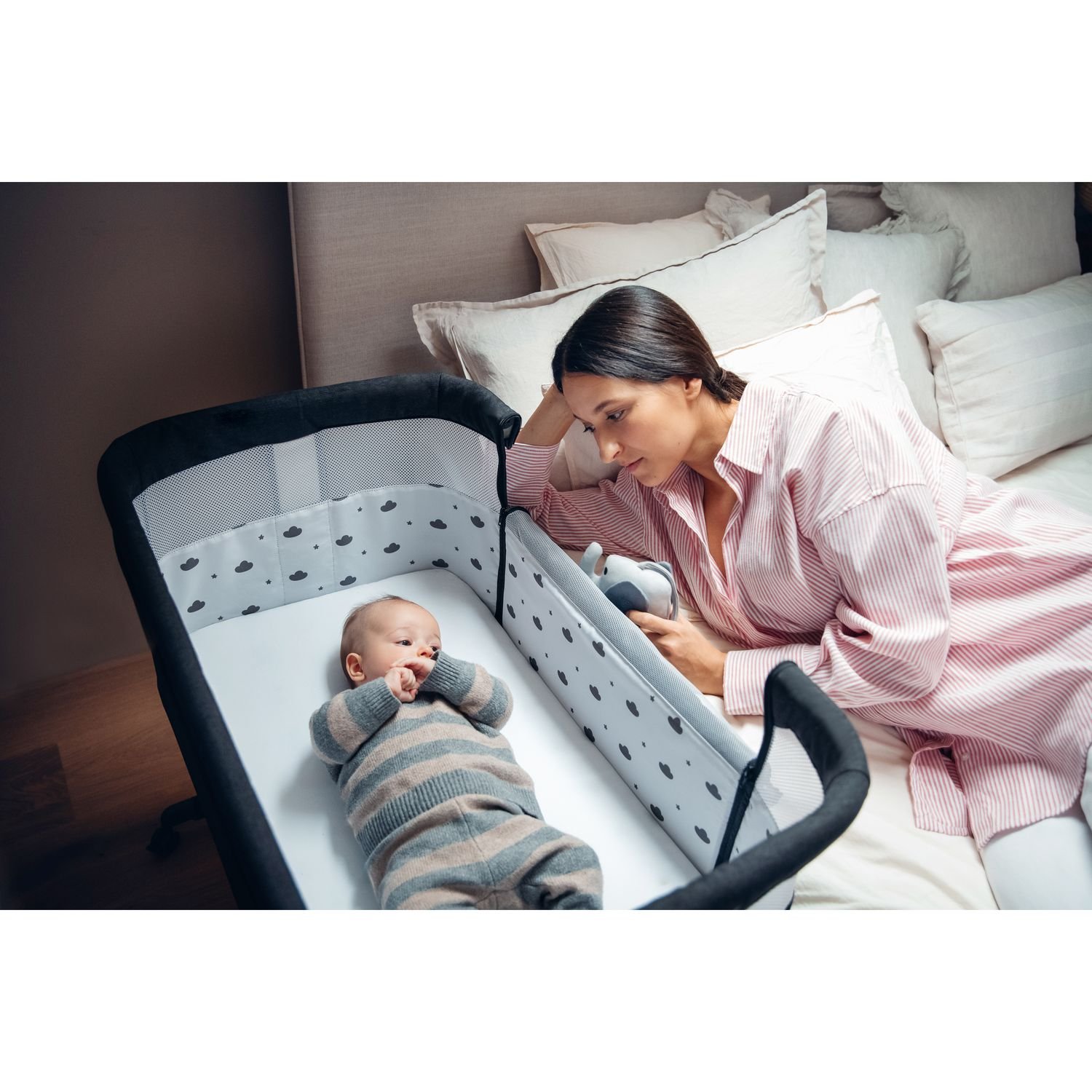 Дитяче приставне ліжечко MoMi Revo, світло-сіре (LOZE00022) - фото 12