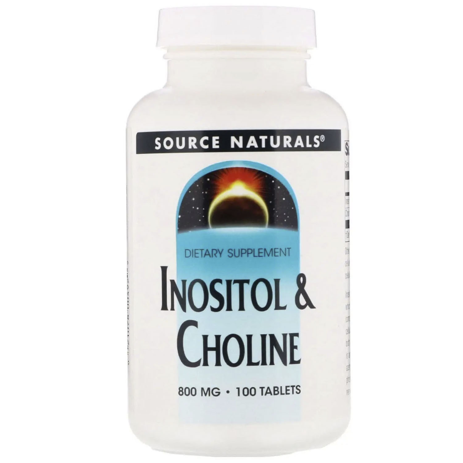 Холін і Інозитол Source Naturals Inositol Choline 800 мг 100 таблеток - фото 1