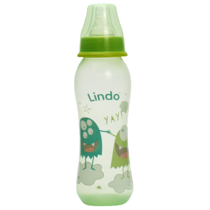 Пляшечка для годування Lindo, вигнута, 250 мл, зелений (Li 134 зел) - фото 1