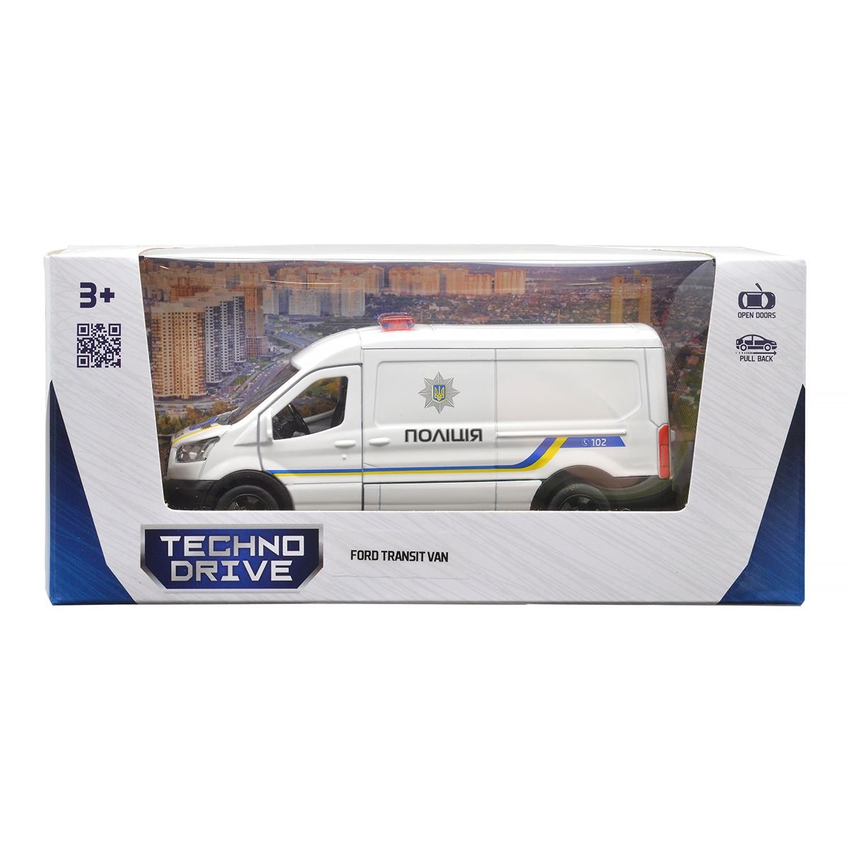 Автомодель TechnoDrive Ford Transit Van 2018 Полиция, 1:32, белая (250343U) - фото 12