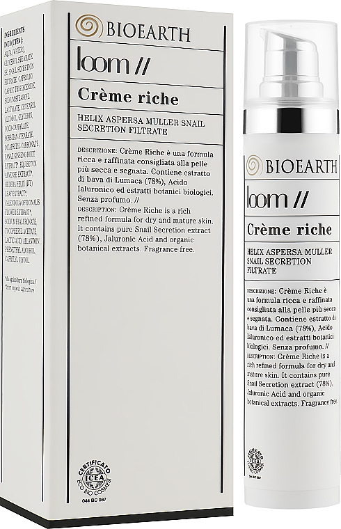 Крем для обличчя Bioearth Loom Rich Face Cream з екстрактом слизу равлика 50 мл - фото 3