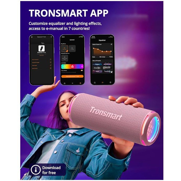Портативная колонка Tronsmart Lite T7 24W TWS Bluetooth Pink - фото 4