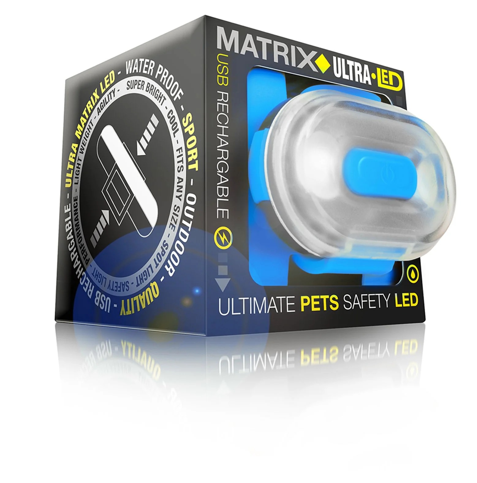 Фонарик светодиодный Max & Molly Matrix Ultra Led Safety Cube для собак на ошейник голубой - фото 4