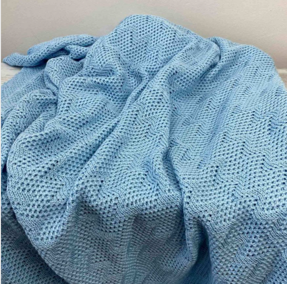 Вязанный плед Прованс Дино Зигзаг, 170х130 см, голубой (22437) - фото 2