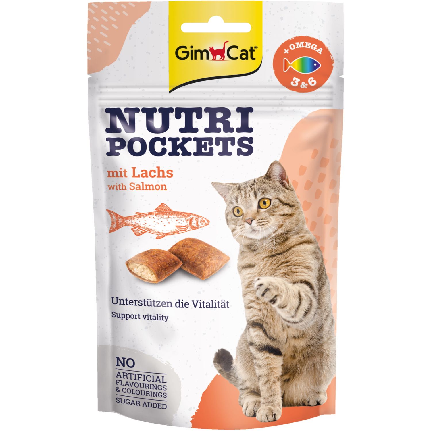 Лакомство для кошек GimCat Nutri Pockets с лососем, 60 г - фото 1