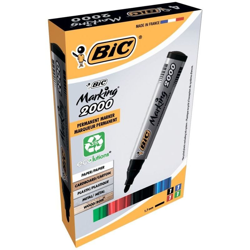 Перманентний маркер BIC Marking 2000 ECOlutions 4 шт. (8209112) - фото 1