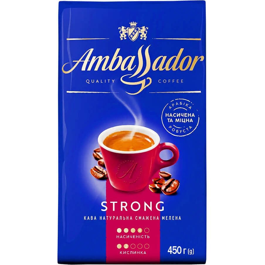 Кофе молотый натуральный Ambassador Strong, жаренный, 450 г (854225) - фото 1