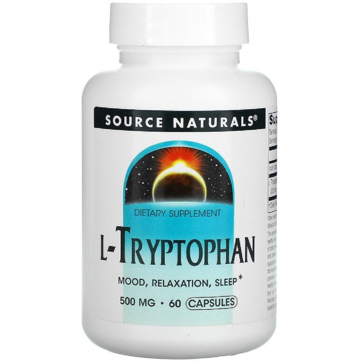 Амінокислота Source Naturals L-Триптофан 500 мг 60 капсул - фото 1