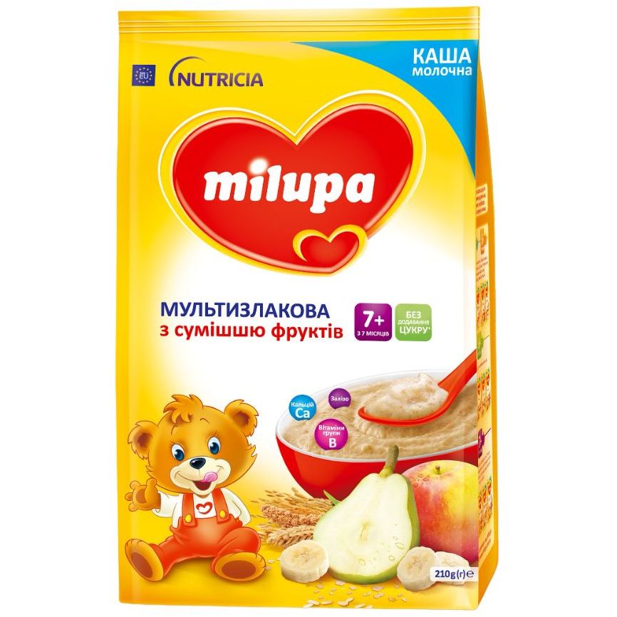 Молочная каша Milupa Мультизлаковая со смесью фруктов 210 г - фото 1