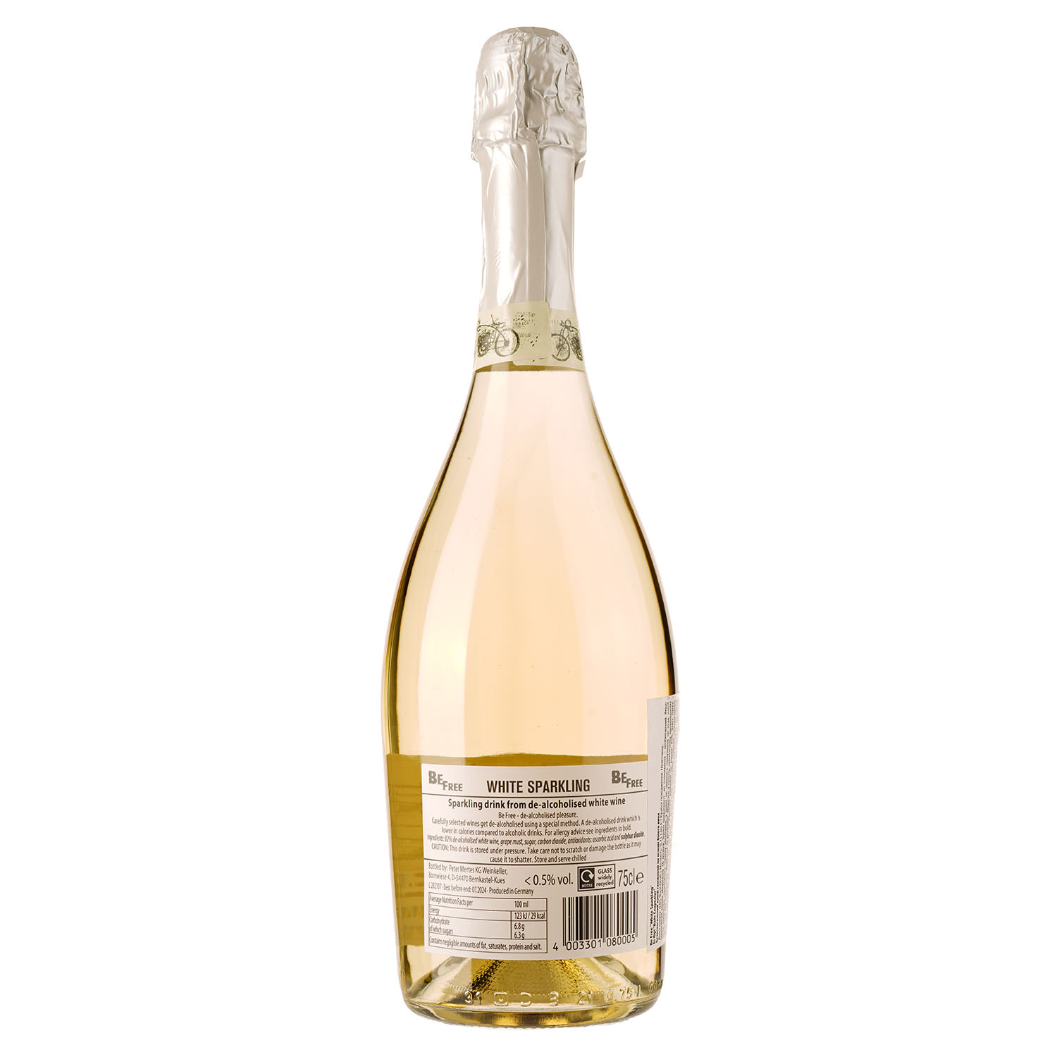 Вино игристое безалкогольное Be Free White Sparkling, белое, полусладкое, 0,5%, 0,75 л - фото 2