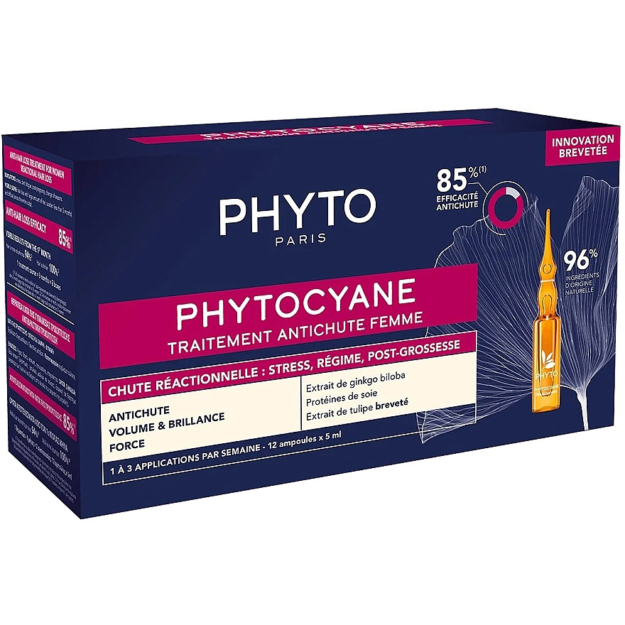 Набір Phyto Phytocyane: шампунь Invigorating Shampoo 100 мл + засіб проти випадіння волосся Treatment 12 шт. х 5 мл - фото 3